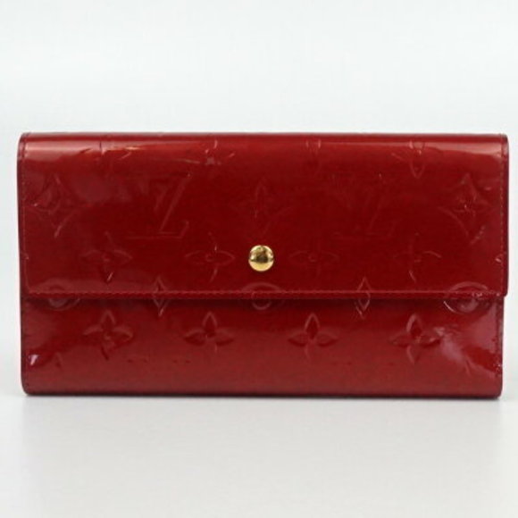 Louis Vuitton Porte Trsor Vernis Rouge Red Long Wallet - Picture 1 of 7